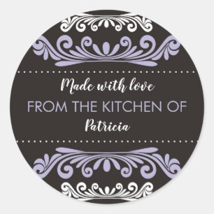 Lavendelschwarz mit Liebe aus der Küche von Runder Aufkleber