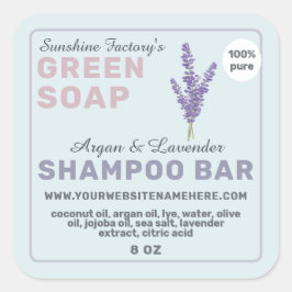 Lavendelseife Shampoo Bar Pastel Blau Lila Quadratischer Aufkleber