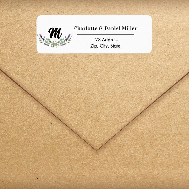 Lavendelviolette Blume Monogramm Rücksendeadresse (Von Creator hochgeladen)