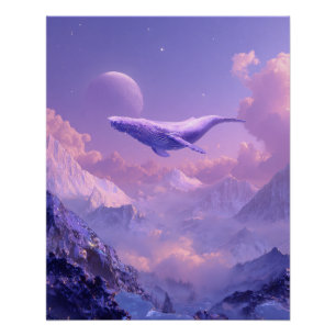 Lavendelwal schwebt in außerirdischen Himmeln Poster
