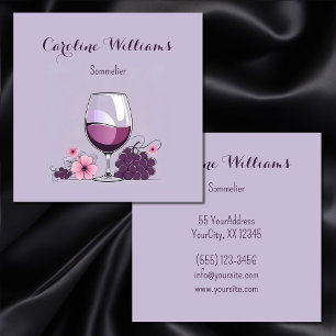 Lavendelweinglas Trauben Blume Sommelier Quadratische Visitenkarte