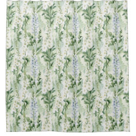 Lavendelweiße Delphinium-Blumen Brausebad Duschvorhang
