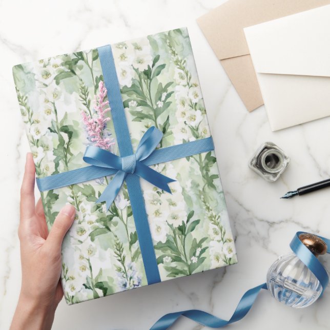 Lavendelweiße Delphinium-Blumen Brautparty Geschenkpapier (Schenken)