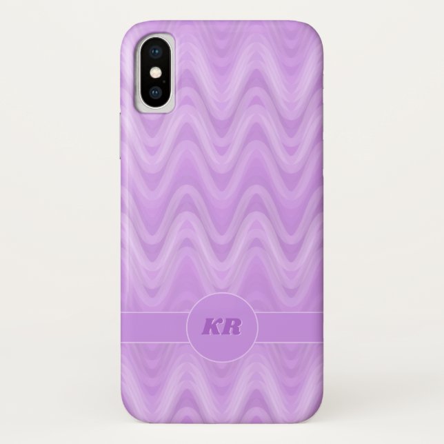 Lavendelwellen geometrisches Muster, Monogramm-Ini Case-Mate iPhone Hülle (Rückseite)