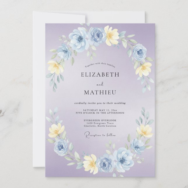 Lavendelwiese Hochzeit Einladung (Vorderseite)