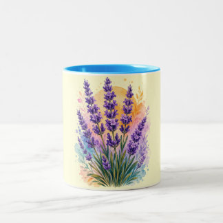Lavendelzweig Aquarell  Zweifarbige Tasse