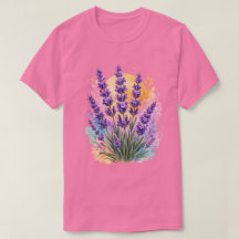 Lavendelzweig-Wasserfarben-Blumen-T-Shirt