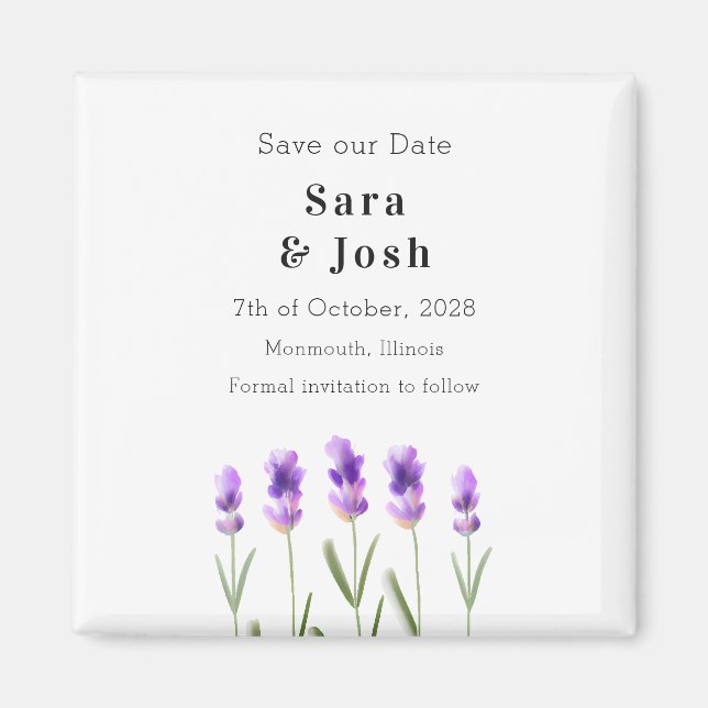 Lavendelzweige Save the Date Magnet (Vorne)