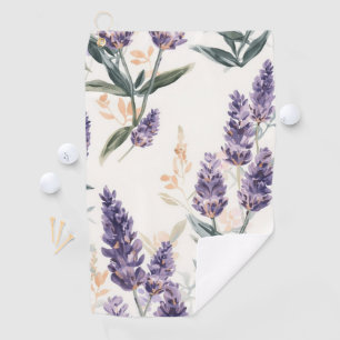 Lavendelzweige Wasserfarben Botanik Lila Blumen Golfhandtuch