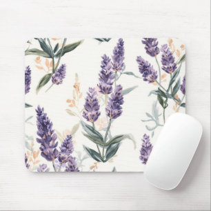 Lavendelzweige Wasserfarben Botanik Lila Blumen Mousepad