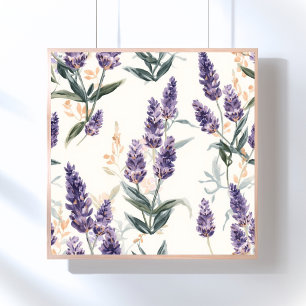 Lavendelzweige Wasserfarben Botanik Lila Blumen Poster