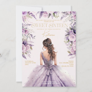 Lavender 16 . Geburtstag 16 Lila Kleidung Einladung