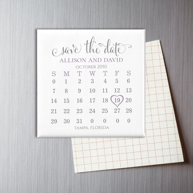 Lavender 5 Reihen Kalender Save the Date Hochzeit Magnet (Von Creator hochgeladen)
