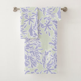 Lavender Agapanthus flower Sage Green Badhandtuch Set