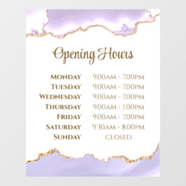 Lavender Agate Opening Stunden Fensterheber Fensteraufkleber