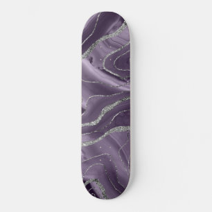 Lavender Agate Silver Glitzer Glam #1 Skateboard