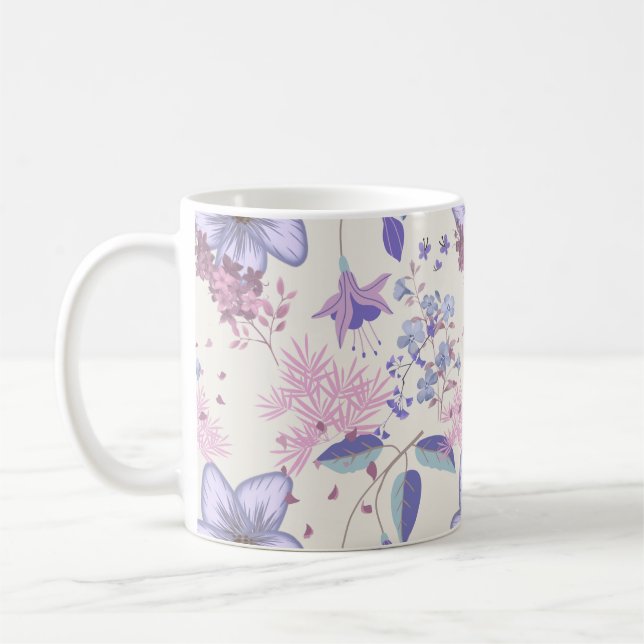 Lavender and Blush Pastel Botanical Floral Pattern Kaffeetasse (Links)