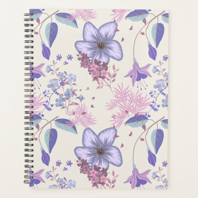 Lavender and Blush Pastel Botanical Floral Pattern Planer (Vorderseite)