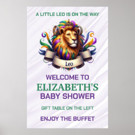 Lavender and Green Leo Zodiac Baby Shower Poster