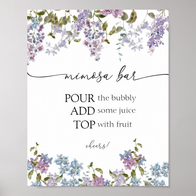Lavender and Lilacs Mimosa Bar Sign Poster (Vorne)