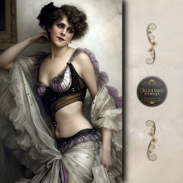 Lavender and Pearl Vintage Showgirl Decoupage Seidenpapier