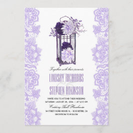 Lavender and Purple Flowers Lantern Wedding Einladung