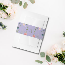 Lavender and Sage Green Monogram Garden Wedding Einladungsbanderole