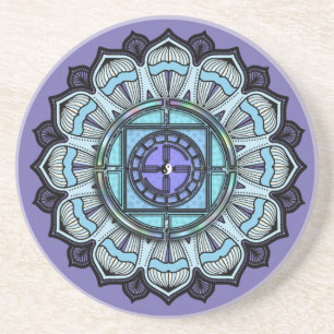 Lavender Aqua Mandala Schwarz-weiß Stripe Yin Yang Getränkeuntersetzer