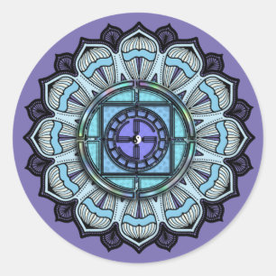 Lavender Aqua Mandala Schwarz-weiß Yin Yang Runder Aufkleber