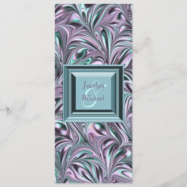 Lavender Aquamarin Blue Wedding Programm (Vorderseite)