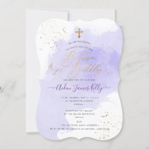 Lavender Aquarell Taufe+1. Geburtstag Einladung