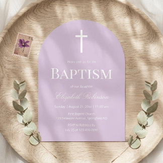 Lavender Arch Modern Baptism Christening Einladung