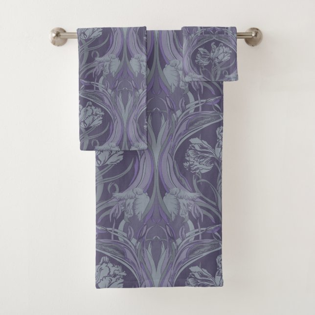 Lavender Art Nouveau Tulips Badetücher Badhandtuch Set (Insitu)