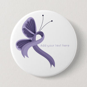 Lavender Awareness Ribbon Butterfly  Button