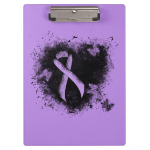 Lavender Awareness Ribbon Grunge Herz Klemmbrett