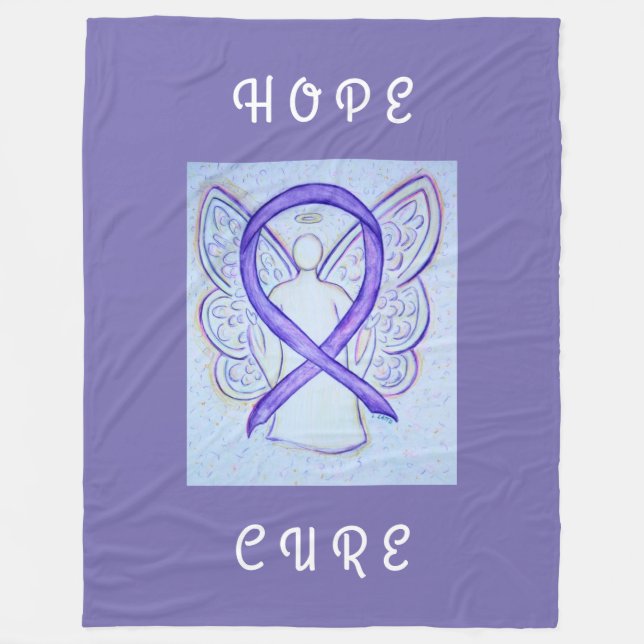 Lavender Awareness Ribbon Hope Angel Chemo Blanket Fleecedecke (Vorderseite)