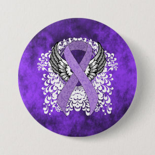 Lavender Awareness Ribbon mit Flügeln Button