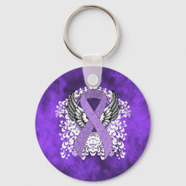 Lavender Awareness Ribbon mit Flügeln Schlüsselanhänger