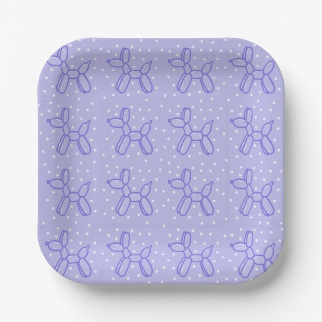 Lavender Balloon Dog Pappteller (Vorderseite)