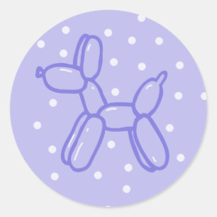 Lavender Balloon Dog Round Sticker