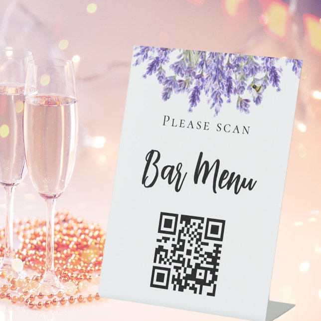Lavender-Bar-Menü QR-Codetypografie Sockelschild (Von Creator hochgeladen)