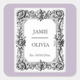LAVENDER Barockstil Hochzeit - Eigener Text Quadratischer Aufkleber