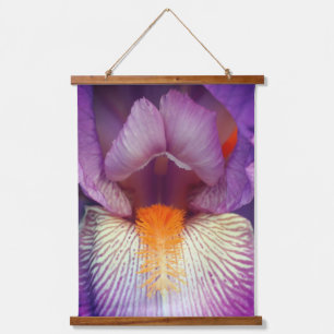 Lavender Bearded Iris Blume Petal Nah Wandteppich Mit Holzrahmen