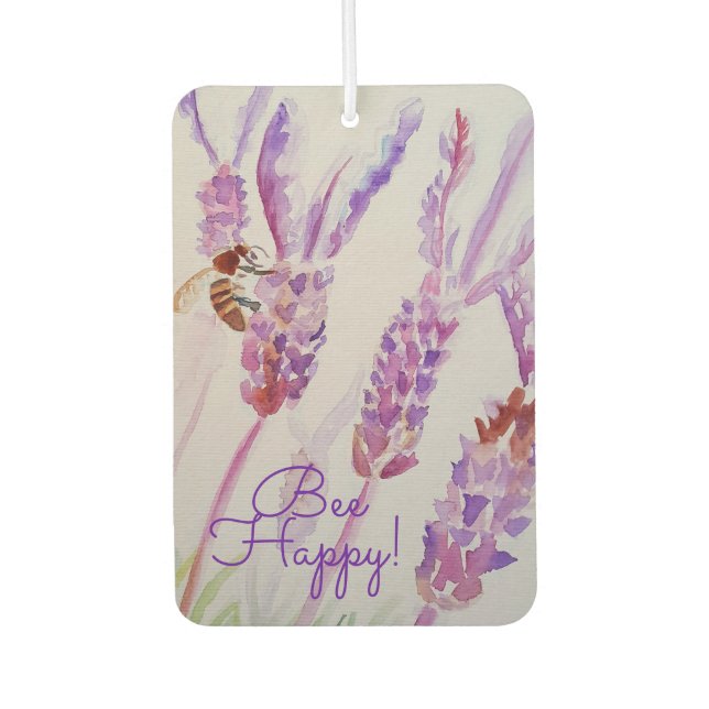 Lavender Bee Happy Herb Watercolor Blume Autolufterfrischer (Vorderseite)