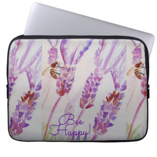 Lavender Bee Happy Herb Watercolor Blume Laptopschutzhülle