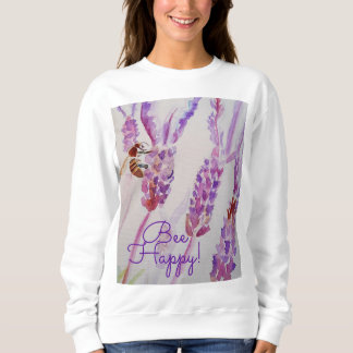 Lavender Bee Happy Herb Watercolor Blume Sweatshirt