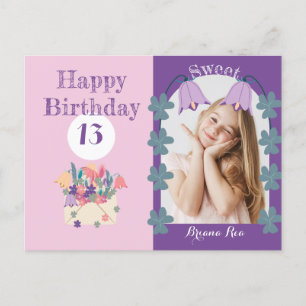 Lavender Bell Blume Geburtstag Foto Text Postkarte