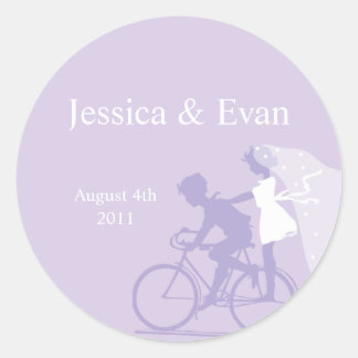 Lavender Bicycle Couple Wedding Sticker