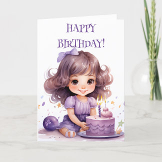 LAVENDER BIRTHDAY MIRL CARD DANKESKARTE