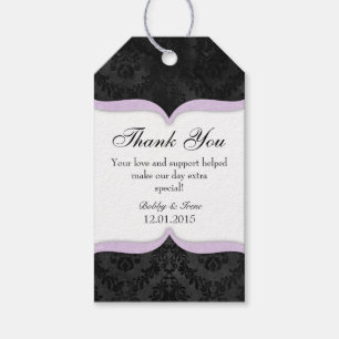 Lavender Black Vintag Damask Danke Tags Geschenkanhänger